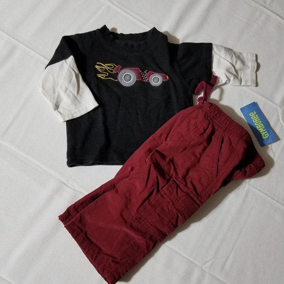 Gymboree 6-12 Month Rock n' Roll 101 NWT Pants, Turbo Charged Used Shirt Outfit. - Picture 2 of 3